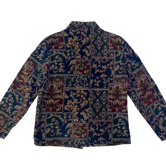 Vintage Lemon Grass Patchwork Tapestry Lightweight Button Front Jacket Blazer - Picture 6 of 12